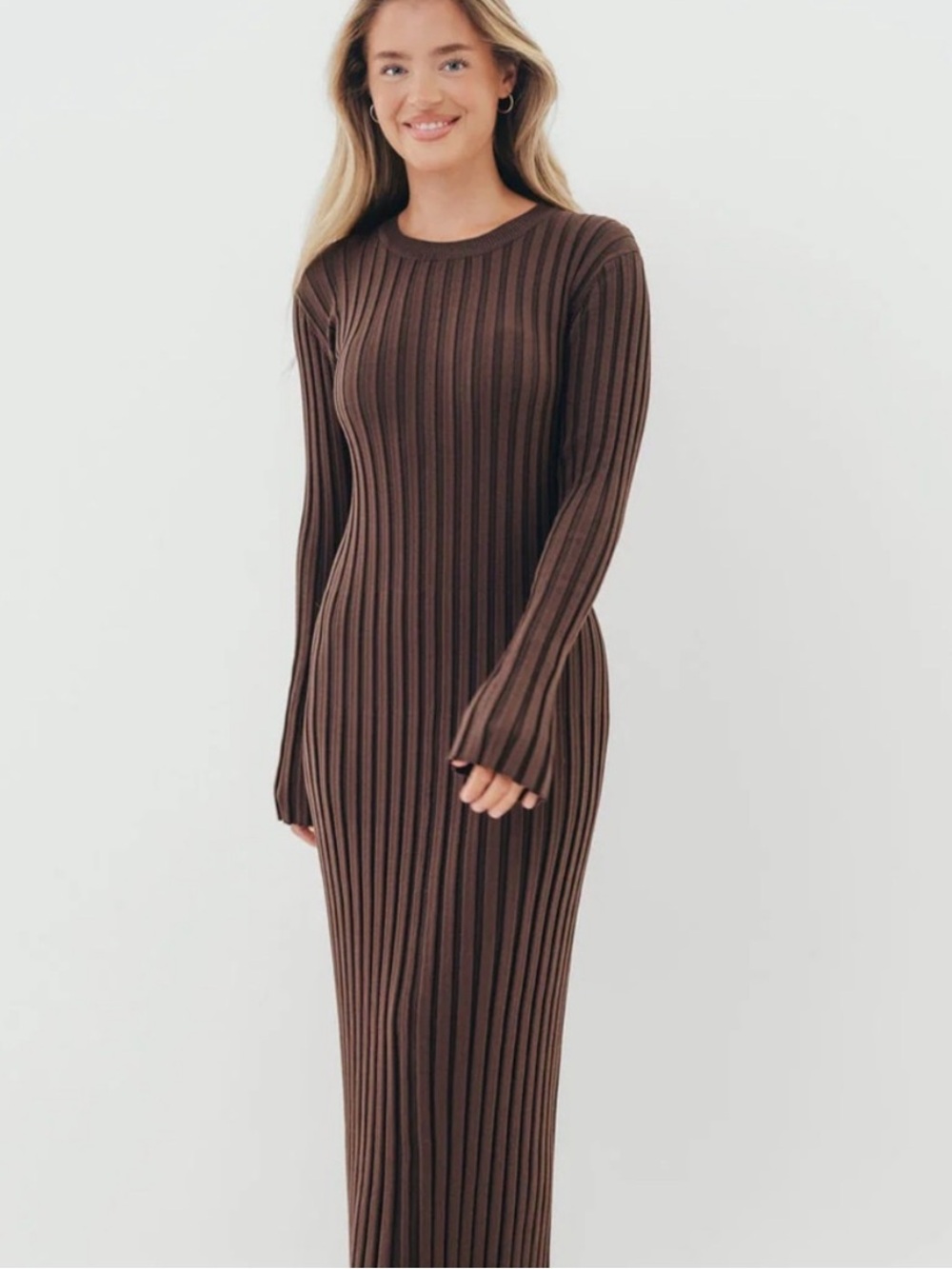 NWT Worth Collective Collette Ribbed Knit Maxi Dress Women’s Small Brown